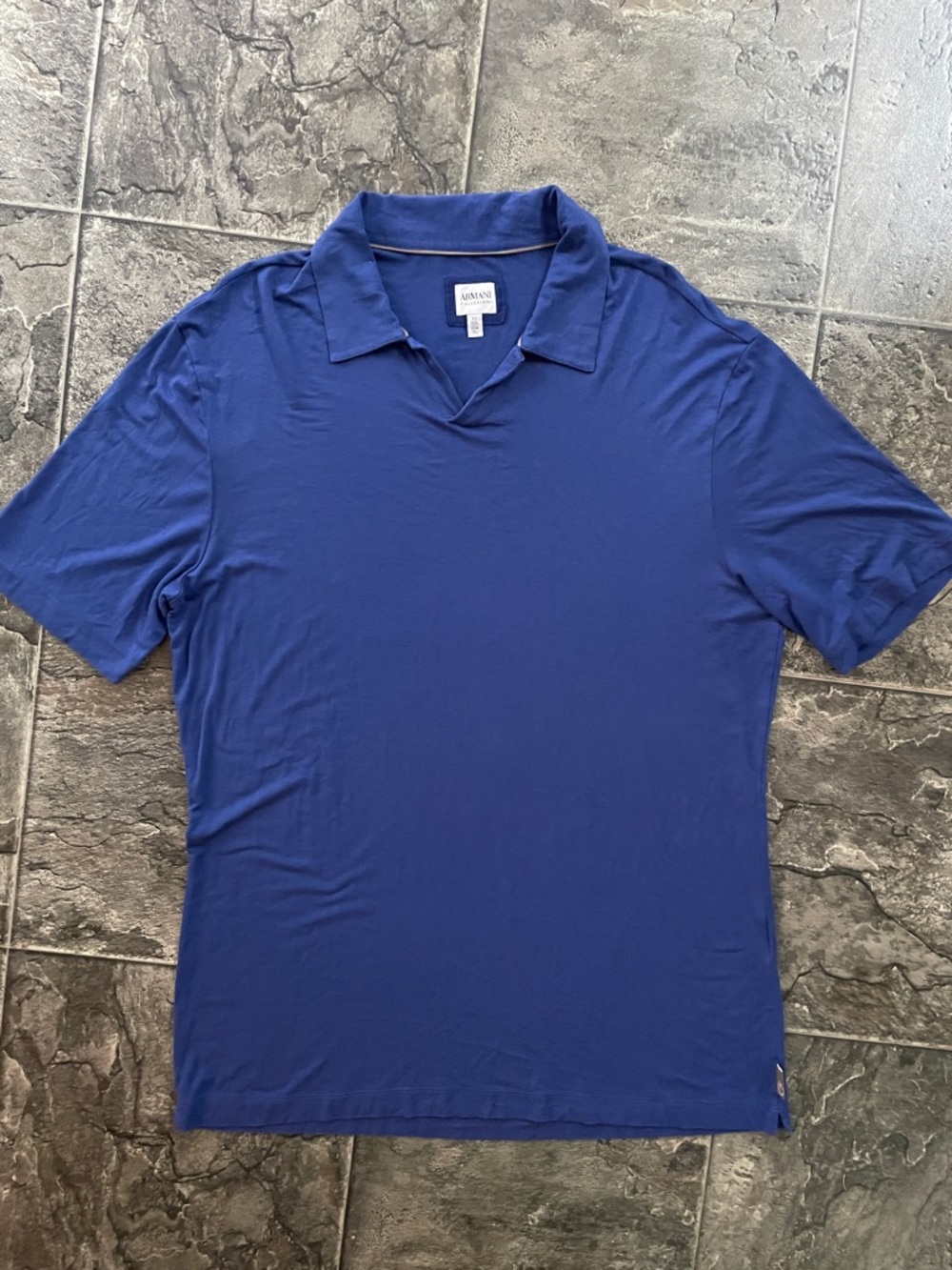 ARMANI COLLEZIONI Luxury Royal Blue Resortwear Coastal Casual Urban Polo Shirt
